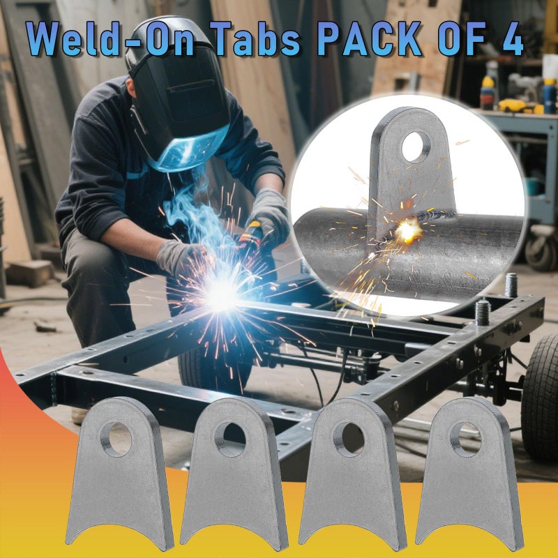 OywhC Weld on Tabs, Steel Shock mounts, Universal Weld on Tabs Axle Mount with a 1/2"" Hole. 2-3/8"" Height, 1-3/4"" Wide, 1/4"" Thick Fits 1.5"" to 1.8"" Axle Pack of 4 Tabs Steel Mounting Bracket OywhC-7 - Image 4
